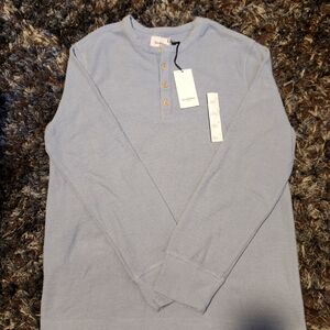 Mens blue GOOD FELLOW & CO waffle henley